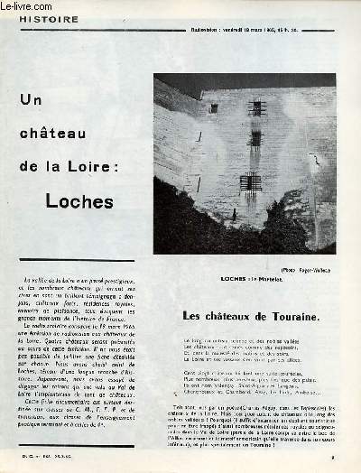 Un chteau de la Loire : Loches - Histoire documents pour la classe n168 25-2-65.