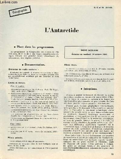 L'Antarctide - Gographie documents pour la classe n78 15-9-60.