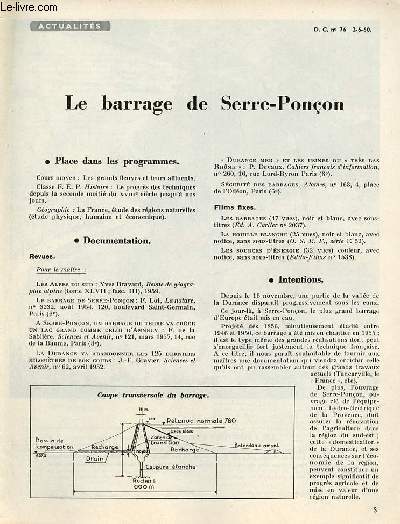 Le barrage de Serre-Ponon - Actualits documents pour la classe n76 2-6-60.