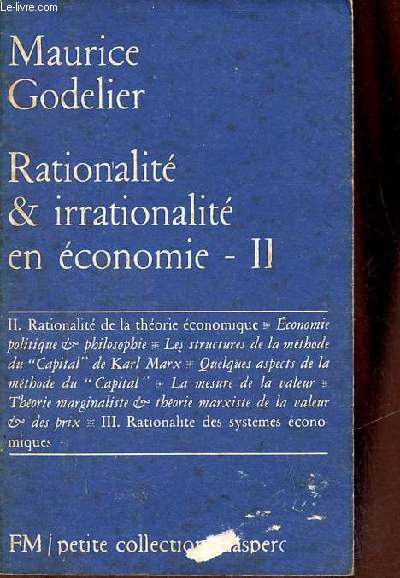 Rationalit & irrationalit en conomie - Tome 2 - Petite collection maspero n82.