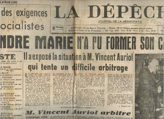 La Dpche du Midi n200 2e anne mardi 27 juillet 1948 - A cause des exigences des socialistes M.Andr Marie n'a pu former son cabinet il a expos la situation  M.Vincent Auriol qui tente un difficile arbitrage - M.Vincent Auriol arbitre etc.