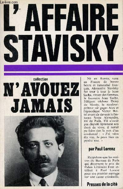 L'Affaire Stavisky - Collection n'avouez jamais.