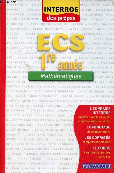 ECS 1re anne mathmatiques - Interros des prpas.