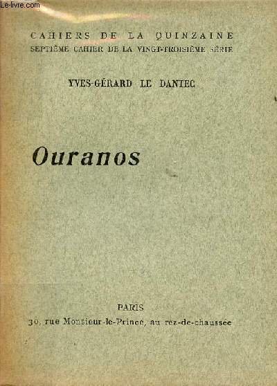 Ouranos - Cahiers de la quinzaine septime cahier de la vingt-troisime srie.