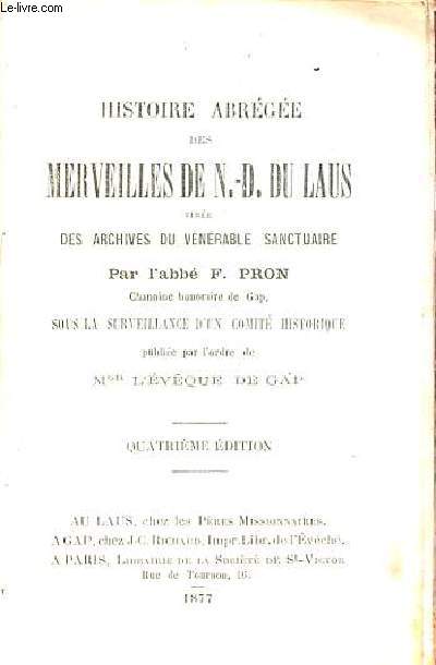 Histoire abrge des merveilles de N.-D. du Laus tire des archives du vnrable sanctuaire - 4e dition.