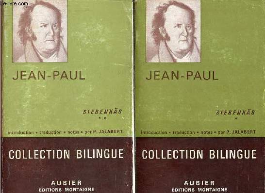 Siebenks - 2 tomes - tomes 1 + 2 - Collection bilingue des classiques trangers.