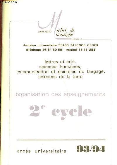 Universit Michel de Montaigne Bordeaux 3 - Organisation des enseignements 2e cycle anne universitaire 93/94.