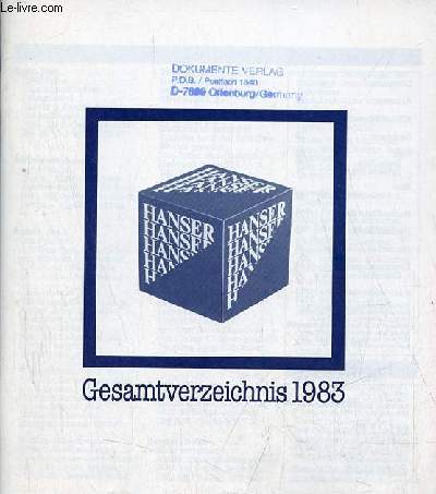 Hanser Gesamtverzeichnis 1983.