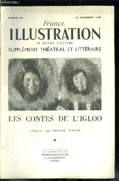 France illustration, le monde illustr, supplment thatral et littraire n 49 - Les contes de l'igloo, dix petites histoires equimaudes