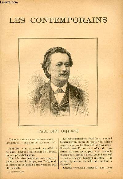 PAUL BERT (1833-1886). LES CONTEMPORAINS N43