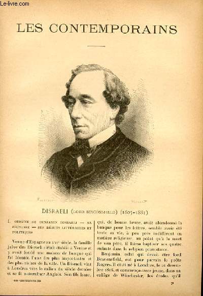 Disraeli (Lord Beaconsfield) (1805-1881) LES CONTEMPORAINS N71