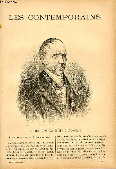 LE BARON CAUCHY (1789-1857). LES CONTEMPORAINS N96