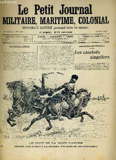 Les miettes de l'histoire - Les combats singuliers illustr d'une gravure de Forster coupant la figure  son adversaire et le couchant sur son porte-manteau.
