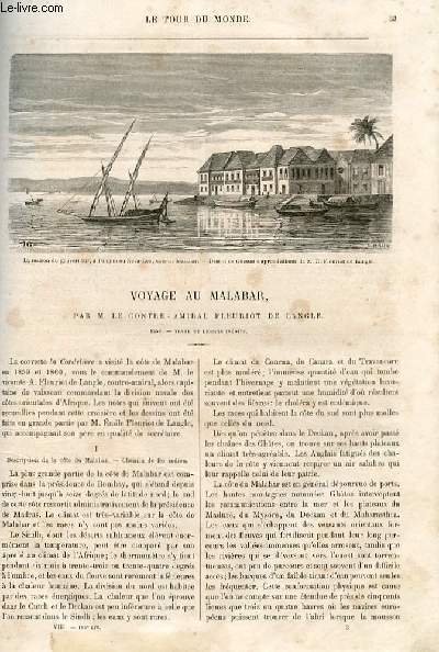 Le tour du monde - nouveau journal des voyages - livraison n185 - Voyage au Malabar par le contre-amiral Fleuriot de Langle (1859).