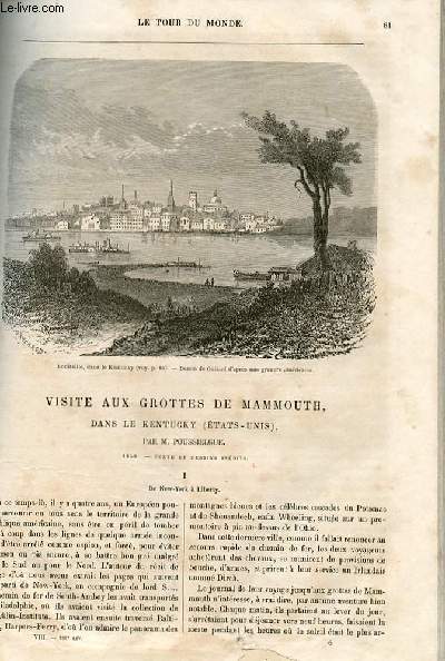 Le tour du monde - nouveau journal des voyages - livraison n188 - Visite aux grottes de Mammouth, dans le Kentucky (Etats-Unis) par Poussielgue (1859).
