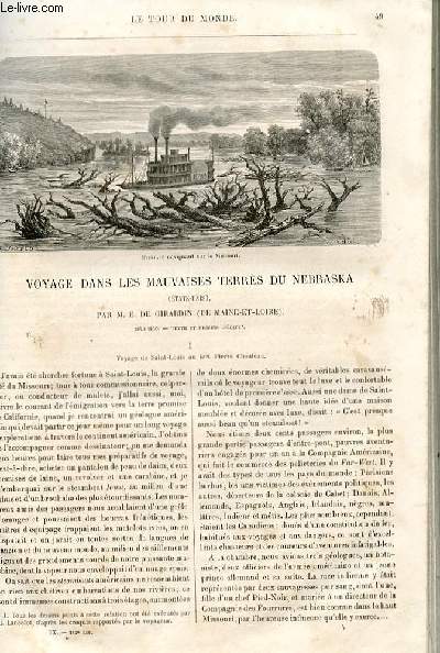 Le tour du monde - nouveau journal des voyages - livraison n212 et 213 - Voyage dans les mauvaises terres du Nbraska (Etats Unis) par E. de Girardin de Maine et Loire - 1849-1850