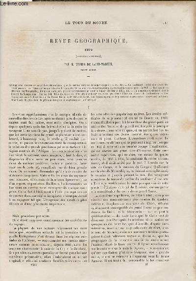 Le tour du monde - nouveau journal des voyages - Revue gographique par Vivien de Saint Martin - second semestre 1872