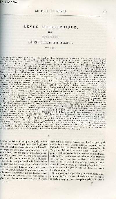 Le tour du monde - nouveau journal des voyages - Revue gographique - Premier semestre 1884 pat C. Maunoir et H. Duveyrier.