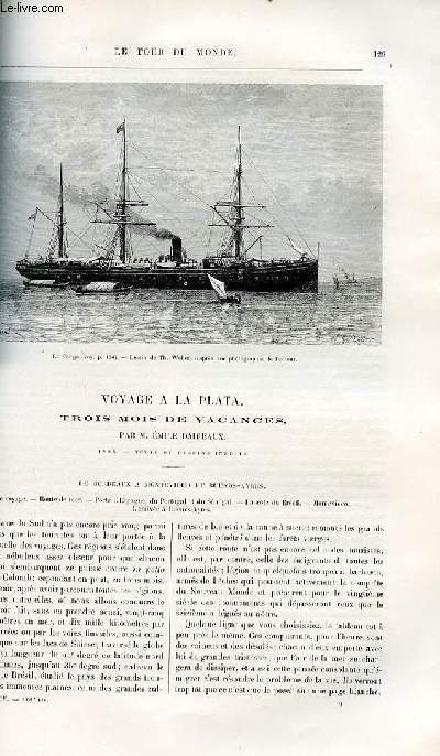Le tour du monde - nouveau journal des voyages - livraison n1390,1391,1392,1393 et 1394 - Voyage  la Plata - trois mois de vacances par Emile Daireaux (1886).