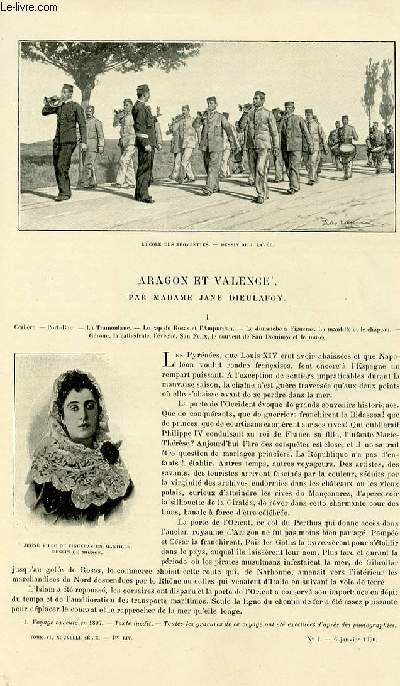 Le tour du monde - journal des voyages - nouvelle srie- livraisons n1, 2, 3, 4, 5 et 6 - Aragon et Valence par Madame Jane Dieulafoy.