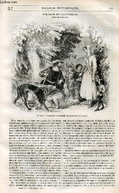 LE MAGASIN PITTORESQUE - Livraison n037 - William de Cloudeslie , vieille ballade.