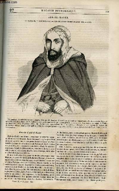 LE MAGASIN PITTORESQUE - Livraison n027 - Abd - El - Kader (sa famille, son enfance, son lection comme sultan des Arabies).