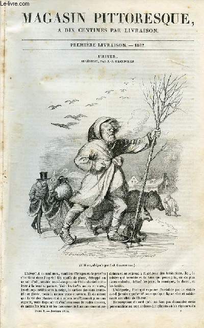 LE MAGASIN PITTORESQUE - Livraison n001 - L'hiver, allgorie par J.J. Grandville.