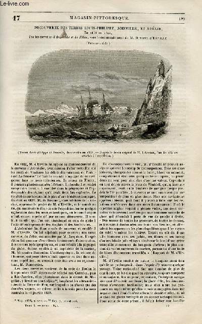 LE MAGASIN PITTORESQUE - Livraison n017 - Dcouverte des terres Louis Philippe , Joinville et Adlie en 1838 et en 1840 par les corvettes l'Astrolabe et la Zele sous le commandement de Dumont d'Urville,  suivre.