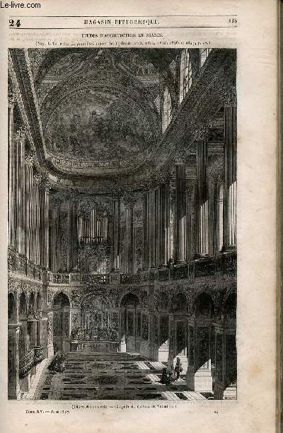 LE MAGASIN PITTORESQUE - Livraison n024 - Etudes d'architecture en Frnace - suite du rgne de Louis XIV.