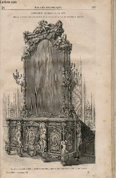 LE MAGASIN PITTORESQUE - Livraison n048 - Exposition universelle de 1855 - - meuble de salon fabriqu pour la reine d'Angleterre par MM. Jackson et Graham.