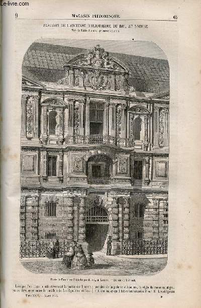 LE MAGASIN PITTORESQUE - Livraison n009 - Pavillon de l'ancienne bibliothque du roi au Louvre.