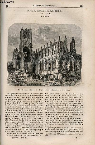 LE MAGASIN PITTORESQUE - Livraison n015 - Ruines du monastre de Saint Bertin  Saint Omer (Pas de Calais).