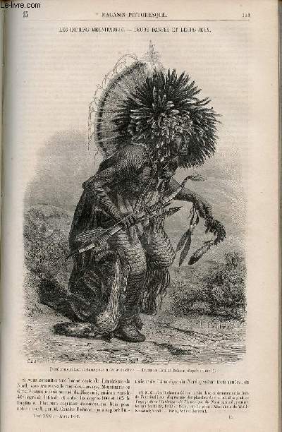 LE MAGASIN PITTORESQUE - Livraison n015 - Les indiens meunitarris - leurs danses et leurs jeux (Amrique du Nord).