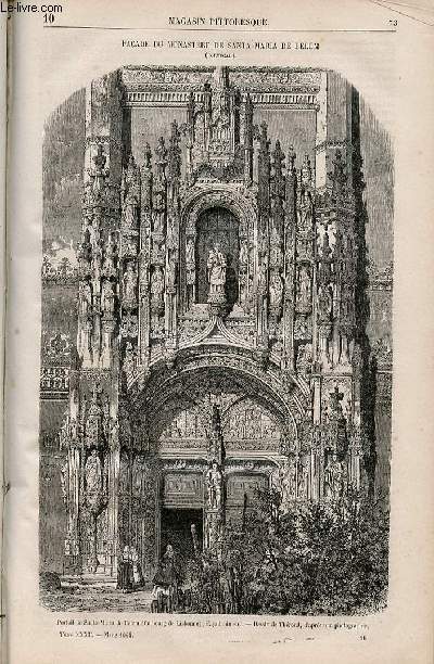 LE MAGASIN PITTORESQUE - Livraison n010 - Faade du monastre de Santa Maria de Belem (Portugal).
