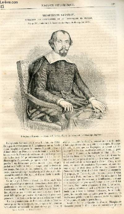 LE MAGASIN PITTORESQUE - Livraison n043 - Thophraste Renaudot , fondateur des confrences et du journalisme en France.