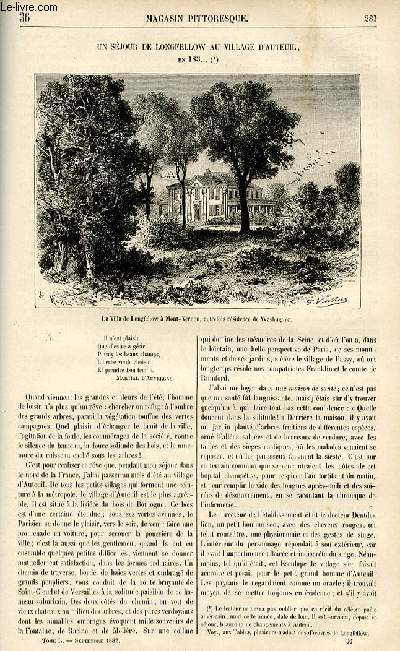 LE MAGASIN PITTORESQUE - Livraison n36 - Un sjour de Longfellow au village d'Auteuil en 183...