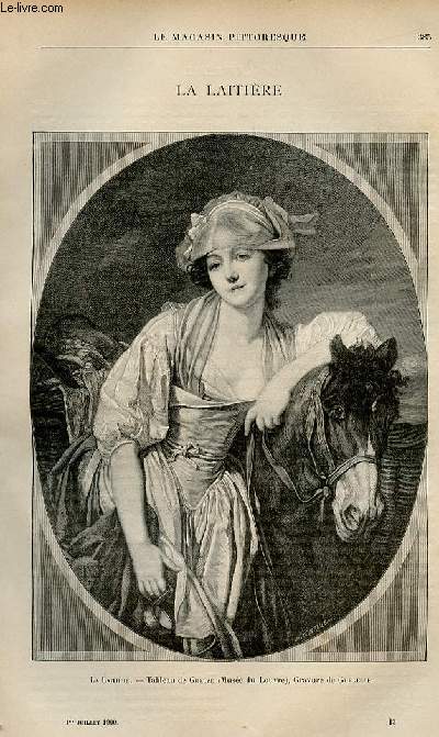 LE MAGASIN PITTORESQUE - Livraison n13 - La laitire, tab leau par Greuze , grav par Guerelle.