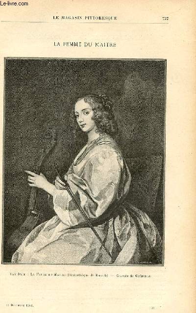 LE MAGASIN PITTORESQUE - Livraison n24 - La femme du maitre, tableau excut par Van Dyck, grav par Gurelle.