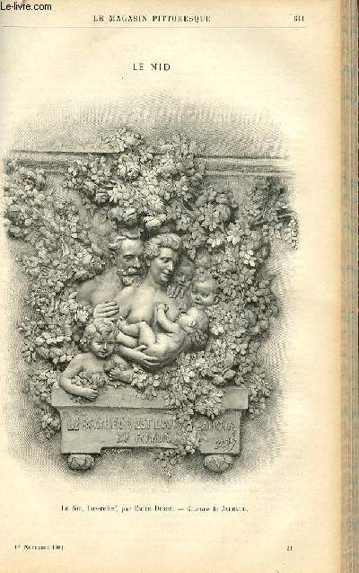 LE MAGASIN PITTORESQUE - Livraison n21 - Le nid par Emile Derr, bas-relief, grav par Jarraud.