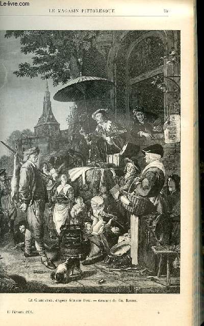 LE MAGASIN PITTORESQUE - Livraison n04 - Le Charlantan , tableauj d'aprs grard Dow, grav par Baude.