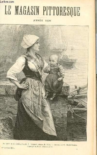 LE MAGASIN PITTORESQUE - Livraison n01 - Au bout de la jete d'aprs A. Guillou (salon de 1902) , grav par R. Brend'Amour.