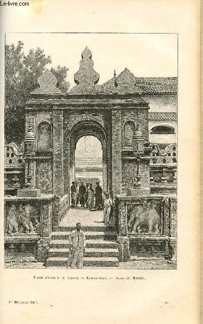 LE MAGASIN PITTORESQUE - Livraison n23 - Porte d'entre du temple de Kumbaconam , dessin par Maurel.