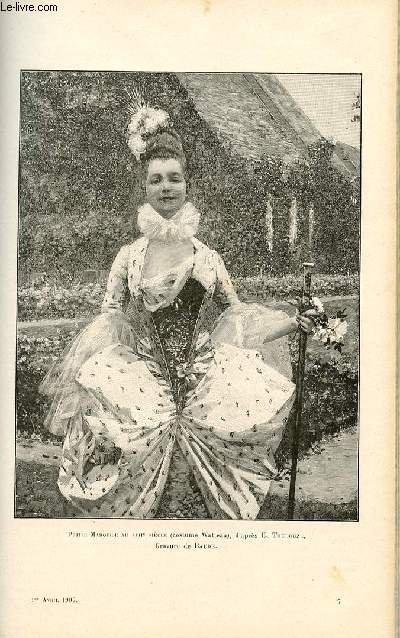 LE MAGASIN PITTORESQUE - Livraison n07 - Petite marquise au XVIIme sicle (costume Watteau) d'aprs E. Toudouze, grav par baude.