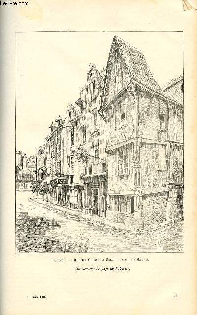 LE MAGASIN PITTORESQUE - Livraison n11 - Chinon - rue du grenier  sel, gravure pleine page par Maurel.