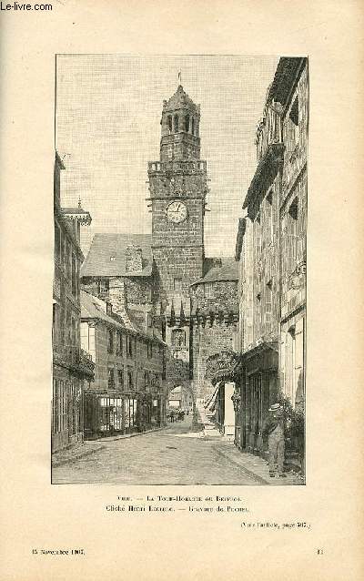 LE MAGASIN PITTORESQUE - Livraison n22 - Vire - La Tour-Horloge ou beffroi, gravure de Bocher d'aprs un clich Henri Leclerc.