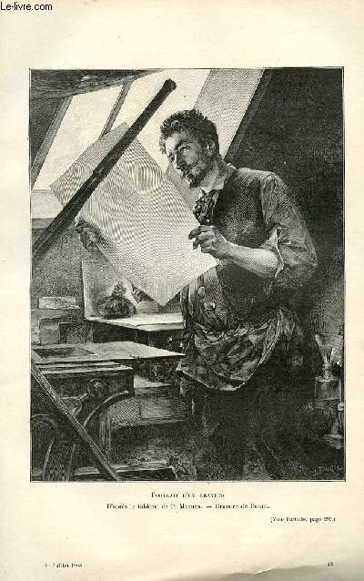 LE MAGASIN PITTORESQUE - Livraison n13 - Portrait d'un graveur, d'aprs le tableau par P. Mathey , grav par Durel.