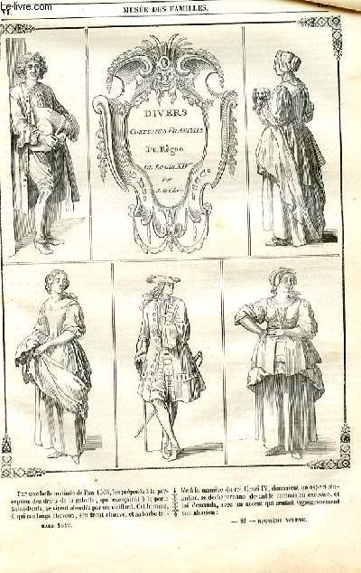 Le muse des familles - lecture du soir - 1re srie - livraison n21 - Divers costumes franais du rgne de Louis XIV par S. Le Clerc.