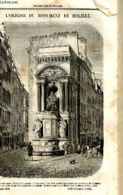 Le muse des familles - lecture du soir - deuxime srie - livraisons n35 -et 36 L'origine du monument de Molire par Frdric d'Hainault.