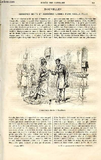Le muse des familles - lecture du soir - livraison n16 - Nouvelles - Dernires dents et dernires larmes d'une vieille fille par H. Emile Chevalier.