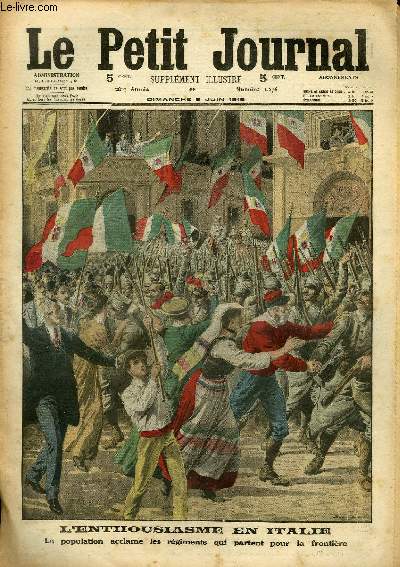 LE PETIT JOURNAL - supplment illustr numro 1276 - L'ENTHOUSIASME EN ITALIE - PROCEDES DE SAUVAGES